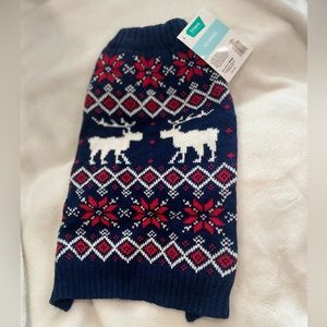 Frisco dog sweater, navy blue, winter design size medium